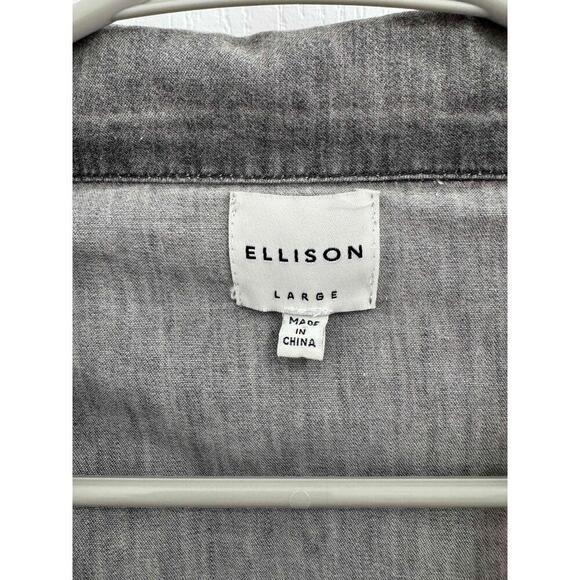 Ellison Gray Button Epaulettes Four Front Pockets Zipper Military Jacket L - Picture 4 of 9